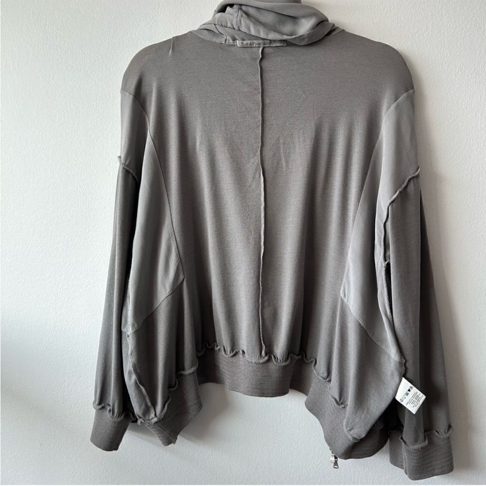 TRANSIT Par Such Silky Hoodie Jacket in Taupe Made in Italy - Picture 10 of 12